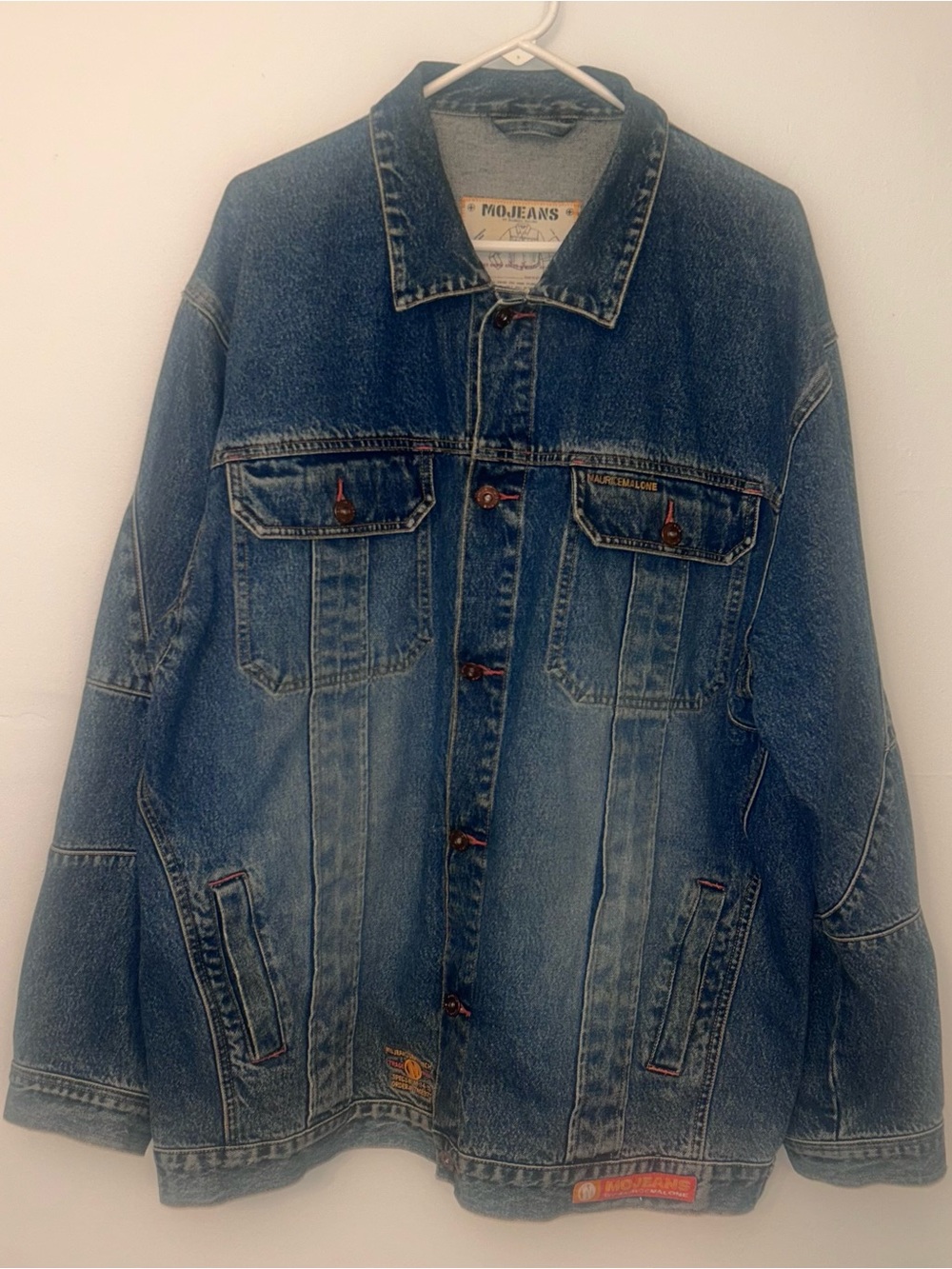 Vintage Mojeans Jacket Men 3XL Bleu Denim Bomber Maurice Malone Hip Hop 90s